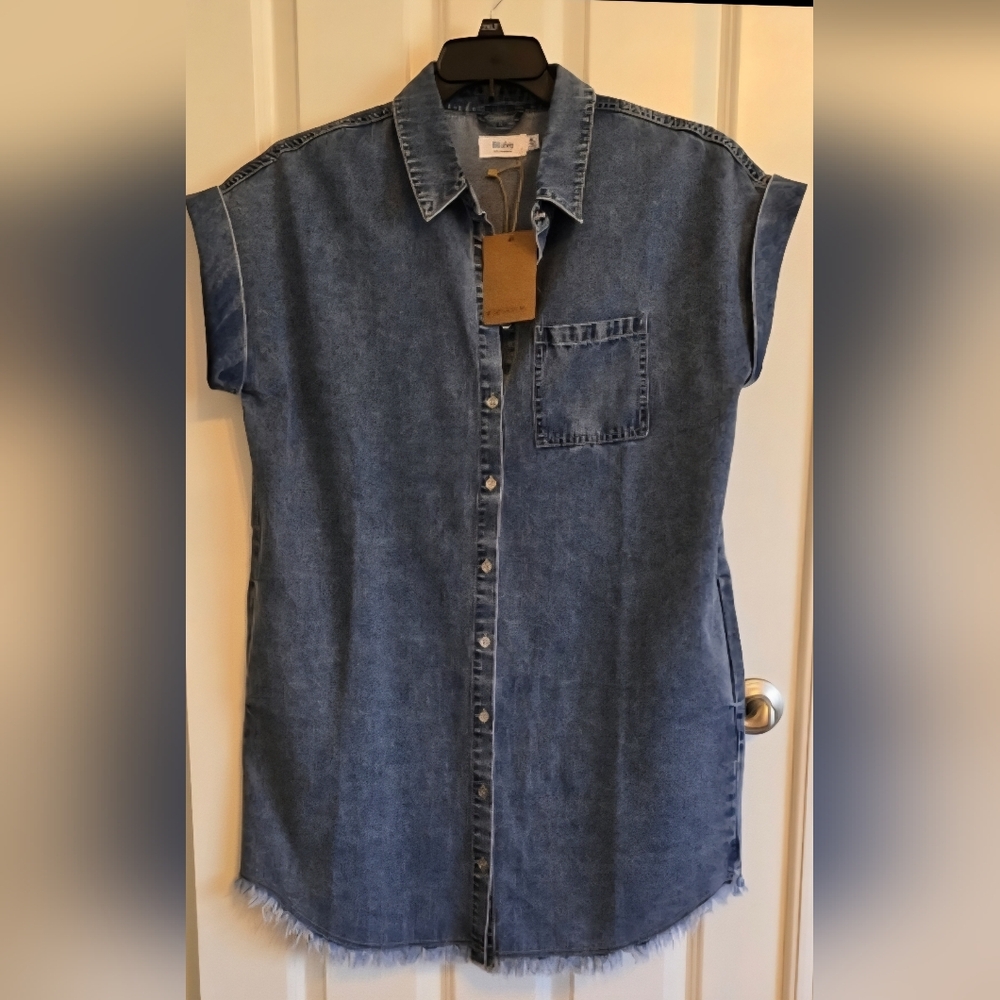 NWT Bluivy Casual Denim Shirt Dress
